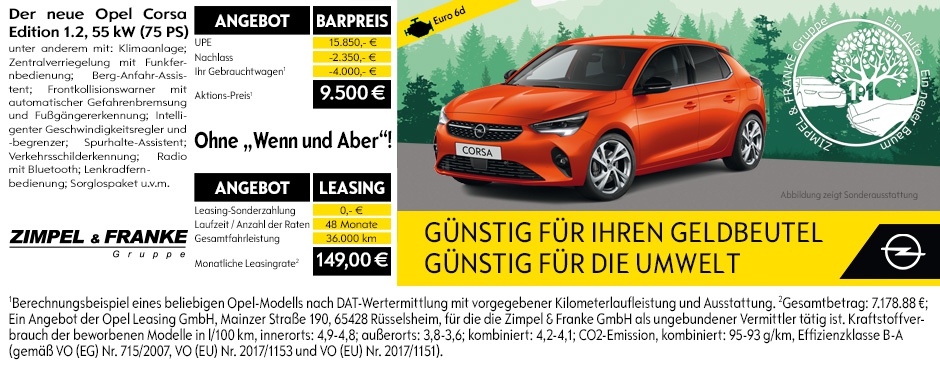 Der Neue Opel Corsa Edition 1 2 55 Kw 75 Ps Zimpel Franke Gruppe