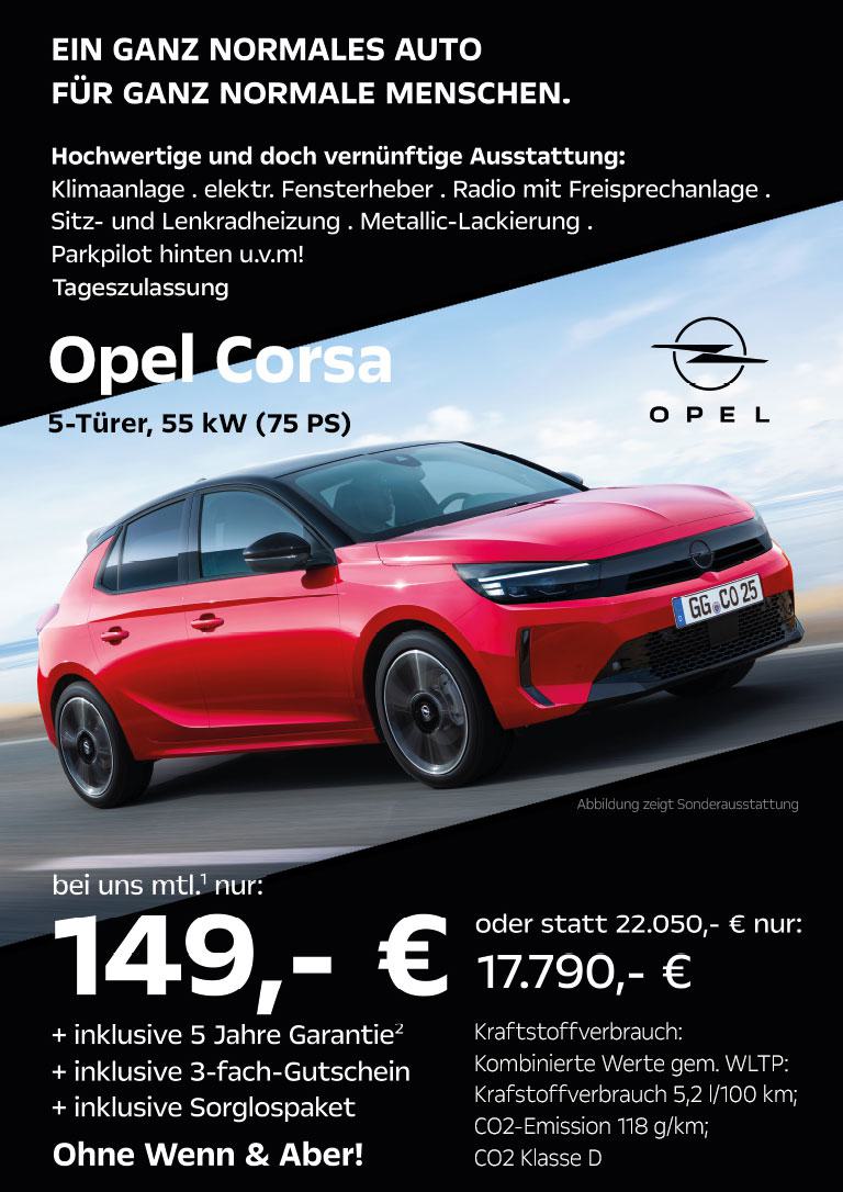 Ein ganz normales Auto für ganz normale Menschen. Unser Opel Corsa Leasing und Barpreis-Angebot.