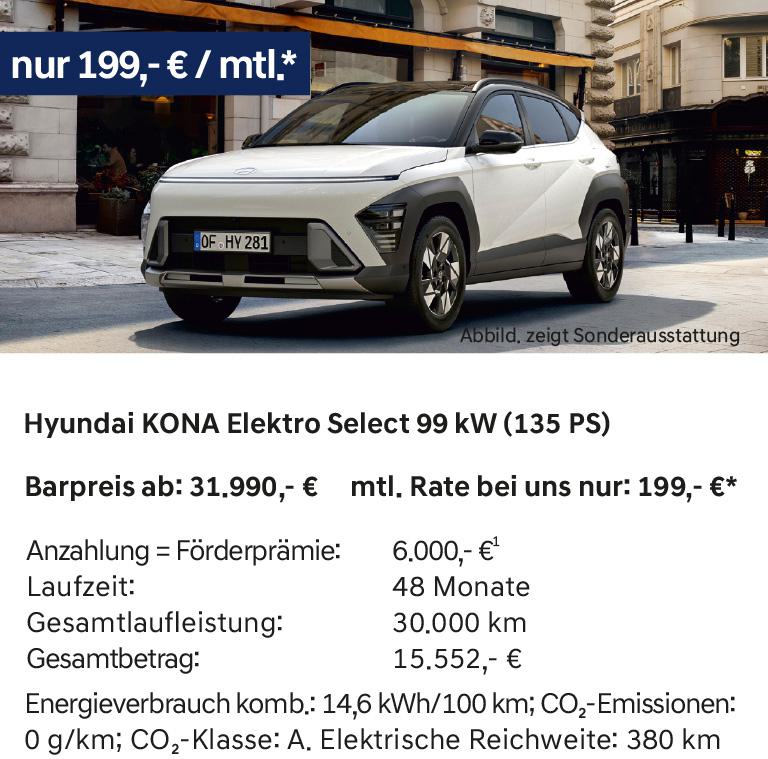 Hyundai Kona Elektro Select 99 kW (135 PS) Elektrofoerderung