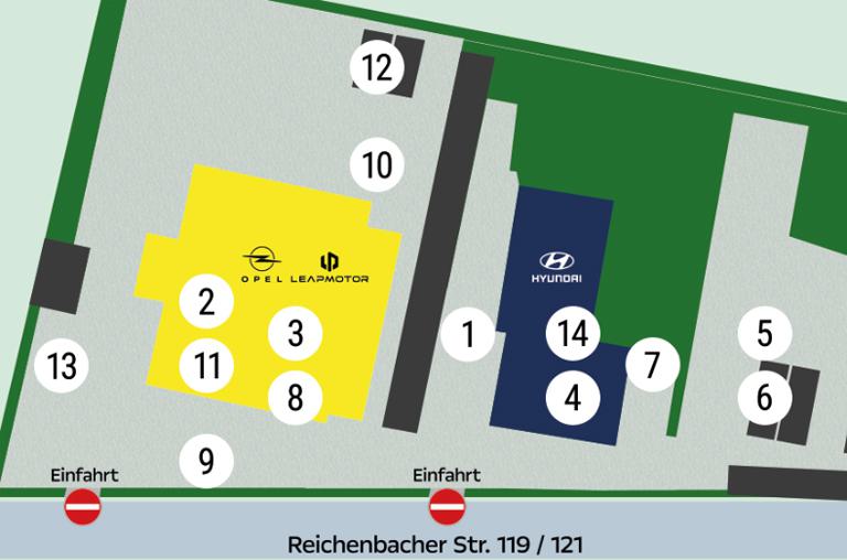 Lageplan zum Programm der 30 Jahre Jubilaeumsfeier von Zimpel und Franke in Zwickau am 9. Mai 2026 von 10 - 16 Uhr