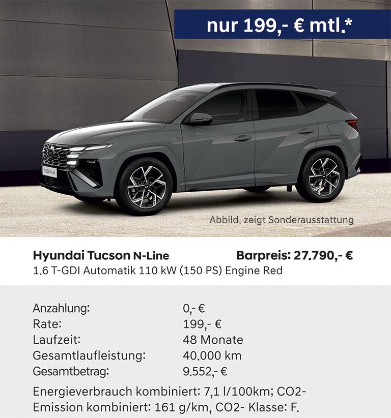 Hyundai Tucson N-Line 1.6 T-GDI Automatik 110 kW (150 PS) Engine Red