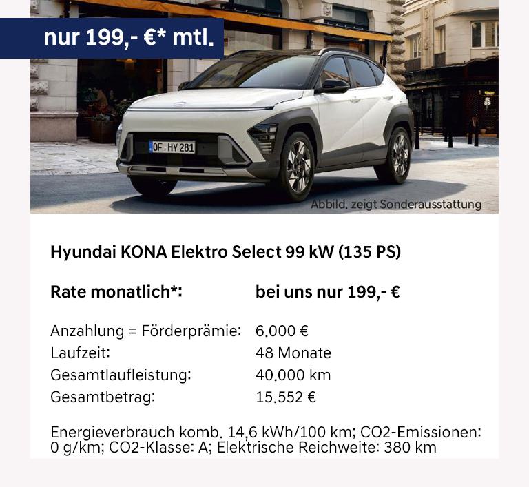 Hyundai Kona Elektro Select 99 kW (135 PS) Elektrofoerderung
